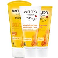 WELEDA 维蕾德 金盏花系列 婴儿护肤套装 护臀膏75ml+面霜50ml+洗发沐浴露100ml