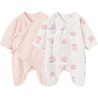 童泰（TONGTAI）婴儿连体衣夏季新生儿衣服宝宝家居内衣蝴蝶衣2件装 粉色66cm