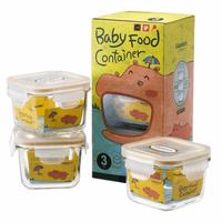 Glasslock baby 婴儿玻璃辅食盒 方形 210ml*3个