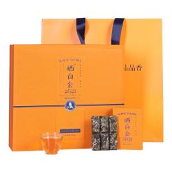 品品香 白茶 福鼎白茶 晒白金精装版紧压白牡丹茶叶礼盒装 晒白金2021白牡丹360g