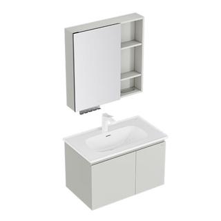 九牧（JOMOO）浴室柜 陶瓷一体盆抗菌洗脸盆柜组合冷灰80cm A2741-14LD-5