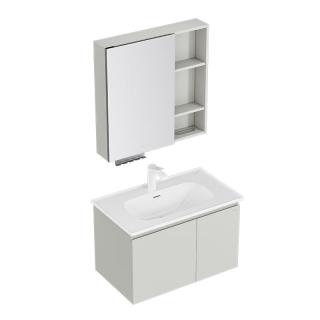 九牧（JOMOO）浴室柜 陶瓷一体盆抗菌洗脸盆柜组合冷灰80cm A2741-14LD-5