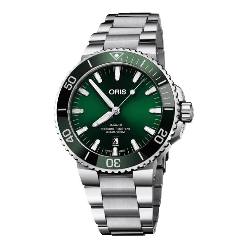 ORIS 豪利时 瑞士手表潜水AQUIS DATE机械绿色水鬼41.5mm 73377664157MB