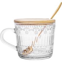 LOVWISH 乐唯诗 浮雕玻璃杯+盖+勺 430ml 透明