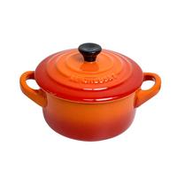 酷彩(Le Creuset)法国炻瓷高温研烧 瓷质坚厚 圆形锅形烤罐烘焙有盖桔色