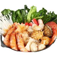 潮味码头红酸汤海鲜火锅6荤6调料送汤底共13件1100g含鲍鱼花胶白虾石斑鱼 海鲜套餐1100g