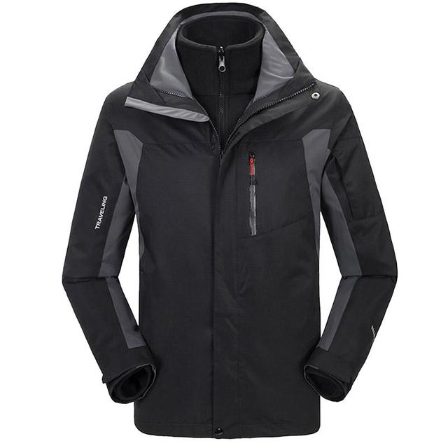 吉普 男子三合一冲锋衣 LB058A 黑色 XL