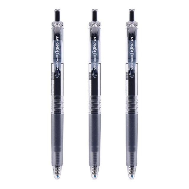 uni 三菱 三菱铅笔 uni-ball UMN-105按动黑色中性笔0.5mm黑笔签字笔商务考试水笔水性笔 3支