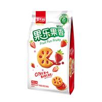嘉士利 果乐果香夹心早餐饼干迷你小圆饼干水果酱办公室休闲零食下午茶 果乐果香夹心款85g*1（草莓味）