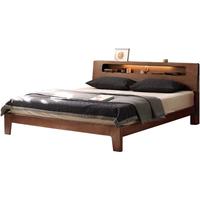 源氏木语 全实木床现代简约橡木大床北欧风卧室带插座夜光床 (低铺)单床-斜靠 1200mm