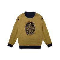黑神话 BLACKMYTH金池幽魂双面毛衣芥黄/藏蓝 L码 黑神话 BLACKMYTH悟空周边服饰 男女同款羊毛混纺保暖圆领套头宽松针织