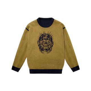 黑神话 BLACKMYTH金池幽魂双面毛衣芥黄/藏蓝 L码 黑神话 BLACKMYTH悟空周边服饰 男女同款羊毛混纺保暖圆领套头宽松针织