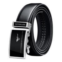 SEPTWOLVES 七匹狼 男士牛皮自动扣腰带 7A01036532 加长款 黑色 120-125