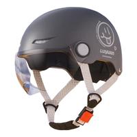 移动端、京东百亿补贴：绿源 电动车新国标3C认证成人头盔四季通用电瓶车男女帽轻便防晒夏 水泥灰-高清短镜