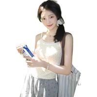 莫代尔小碎花背心女白色甜美纯欲蕾丝内搭外穿修身上衣夏季