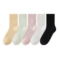 京东京造5双男士袜子男新疆棉抑菌秋冬吸汗抑菌休闲中筒袜透气 -莫兰迪色 【女中筒】7A抗菌-莫兰迪