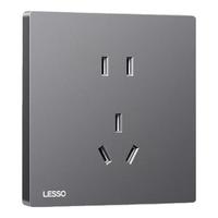 LESSO联塑开关插座纤越纤薄系列墙壁面板86型暗装16a五孔插座空调6mm 【哑光灰】正五孔 单件