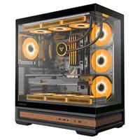 大水牛（BUBALUS）森语 木纹黑色 背插式游戏电脑台式主机箱/360水冷排夹汉堡/Type-C/270°海景房/ATX/免工具快拆 森语 黑/Type-C/双360