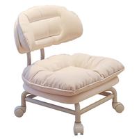 景彩 滑轮矮凳万向轮小凳子家用带娃懒人美缝靠背椅换鞋凳JD06米白色