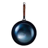 孟大锤章丘炒锅铁锅炒菜锅家用无涂层圆底锅木柄不易粘锅手工锻打燃气锅 木柄鱼鳞炒锅-单锅(已开锅) 34cm