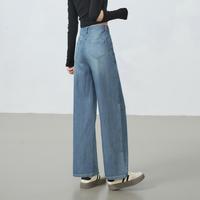 松弛感宽松阔腿裤牛仔裤女士2025春弹力显瘦宽直筒子大码