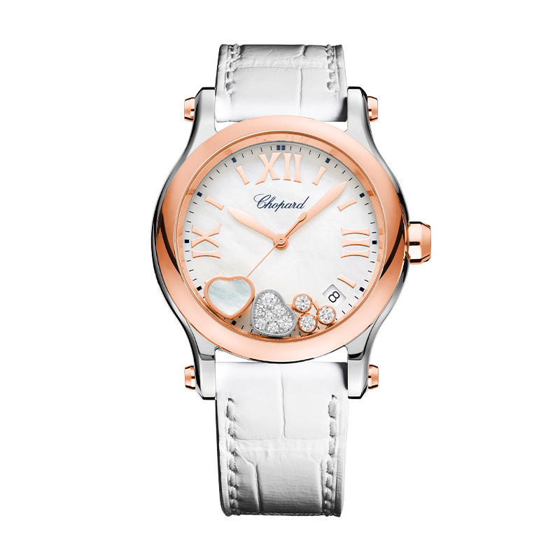 Chopard萧邦快乐钻石珍珠母贝石英腕表白表带时尚女表