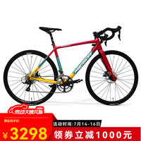 美利达 美利達（MERIDA）24款  幻影5D 碟刹 18速公路自行车 玫晶红滨彩黄 700*50 (身高170-180CM)