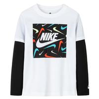 NIKE 耐克小童装男童纯棉长袖T恤春秋儿童假两件针织休闲上衣打底衫 120/60(6)
