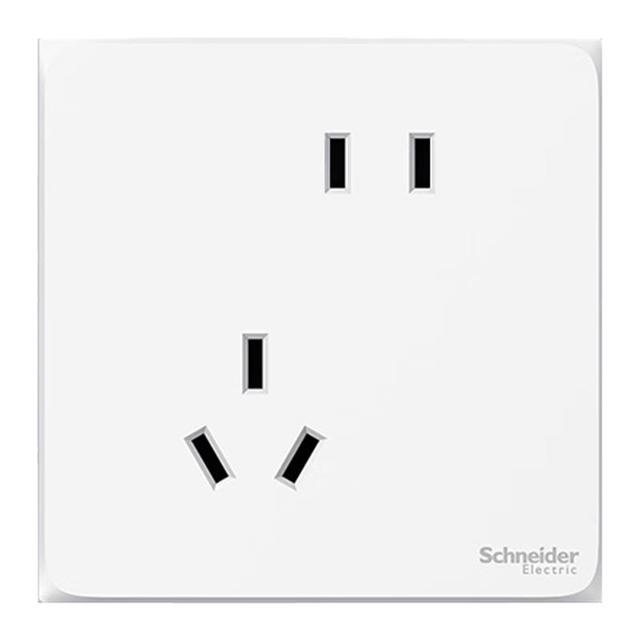 移动端、京东百亿补贴：施耐德电气 皓呈系列 斜五孔插座 奶油白