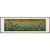 铜师傅《千里江山之锦绣河山》235x75cm 铜板 黑胡桃原木框