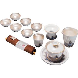 容山堂 海水江崖 茶具套装 壶托鎏银款 12件套