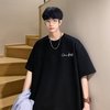 POUM短袖T恤男夏季潮流简约纯棉上衣港风宽松休闲潮牌体恤衫 MSL-C759深灰色 L 【120-135斤】