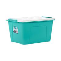 茶花（CHAHUA） 茶花透明磨砂收纳箱整理箱有盖储物盒塑料衣服收纳箱 【58L*3个装】薄荷绿（有滑轮） 【PP原生料#收纳箱】