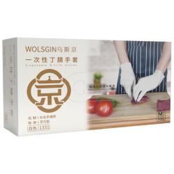 WOLSGIN 一次性手套食品级餐饮丁腈加厚实验室家务洗碗丁晴手套白色M中码
