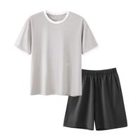 静韵【凉感型】超柔软睡衣夏季短袖纯色简约家居服男士套装
