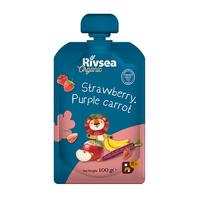 Rivsea 禾泱泱 果泥 西班牙版 3段 紫胡萝卜草莓香蕉苹果味 100g