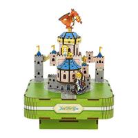 同趣童话城堡拼装八音盒新年手工diy玩具立体积木音乐盒 童话城堡【千与千寻】王子与公主