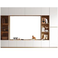 全友家居现代简约落地电视机柜储物高柜吊柜组合客厅收纳酒柜DW1223 9件套|电视主柜+高柜B+C+吊柜*6