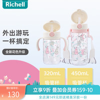 利其尔 儿童Tritan吸管杯水杯透透杯外出饮水小孩喝水杯子 小兔吸管杯 （24年） 450ml