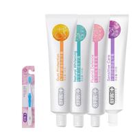 舒客 酵素美白牙膏去黄清新口气含氟防蛀男女生非去口臭 4种功效共 500g 4支 +挤压器