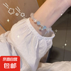 京喜 海宝蓝 铃铛手链 女款仿水晶石榴石红绳手链