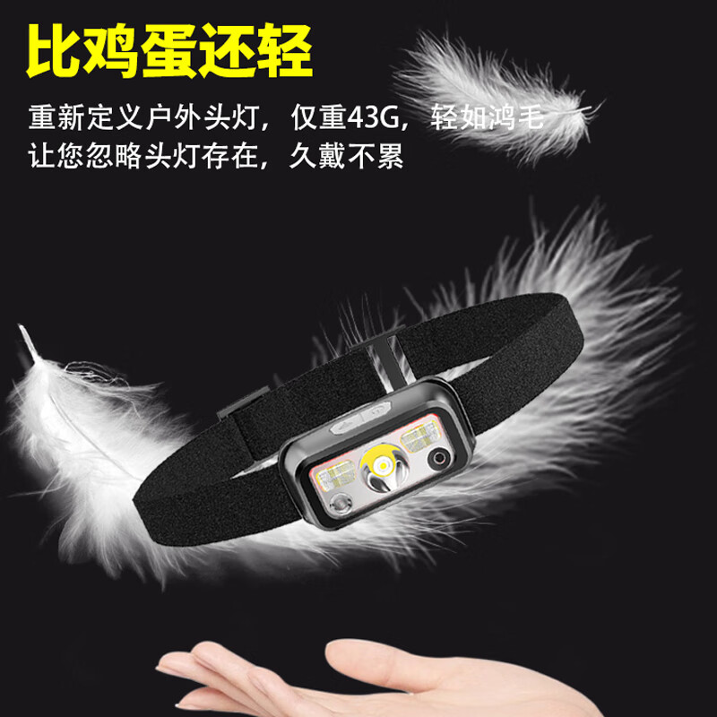 Aic感应头灯强光led头戴式夜钓鱼灯超长续航轻便充电防水跑步户外灯 顶配版/感应/500毫安（5-10H）