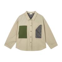 马·拉丁（M.Latin）/童装儿童衬衫24年春男大童户外工装不规则衬衫式外套 燕麦色 160cm