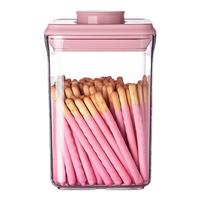 安扣（ANKOU）密封罐食品级零食杂粮收纳盒大容量冰箱食物保鲜盒密封盒收纳罐子 【樱花粉】900ml