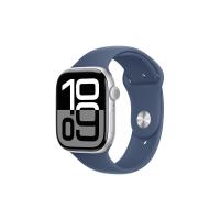 Apple Watch Series 10 智能手表 GPS+蜂窝网络款 46mm 银色 丹宁色橡胶表带 M/L