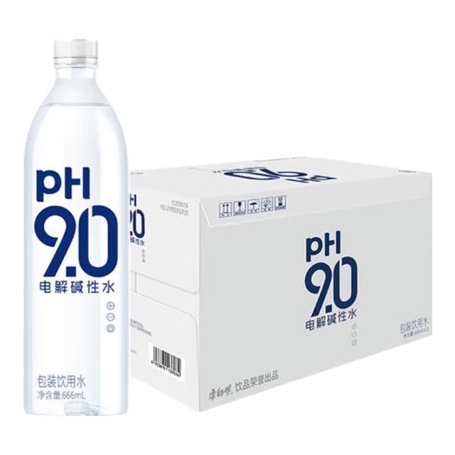 88VIP：康师傅 9.0电解碱性水666ml×15瓶 饮用水无糖非苏打水整箱装矿泉水饮料