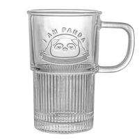 乐唯诗(NERVISHI)玻璃杯熊猫浮雕带把玻璃水杯果汁杯咖啡杯啤酒杯 裸杯【透明*1】
