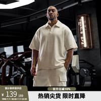BD.POWER UP+夏季肌理感重磅纯色t恤男简约宽松运动印花短袖男polo衫 黑色 2XL (90-100kg)
