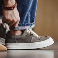 马登 MADEN复古皮鞋秋冬厚底翘头男潮鞋低帮百搭休闲增高真皮板鞋