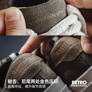 马登 MADEN复古皮鞋秋冬厚底翘头男潮鞋低帮百搭休闲增高真皮板鞋